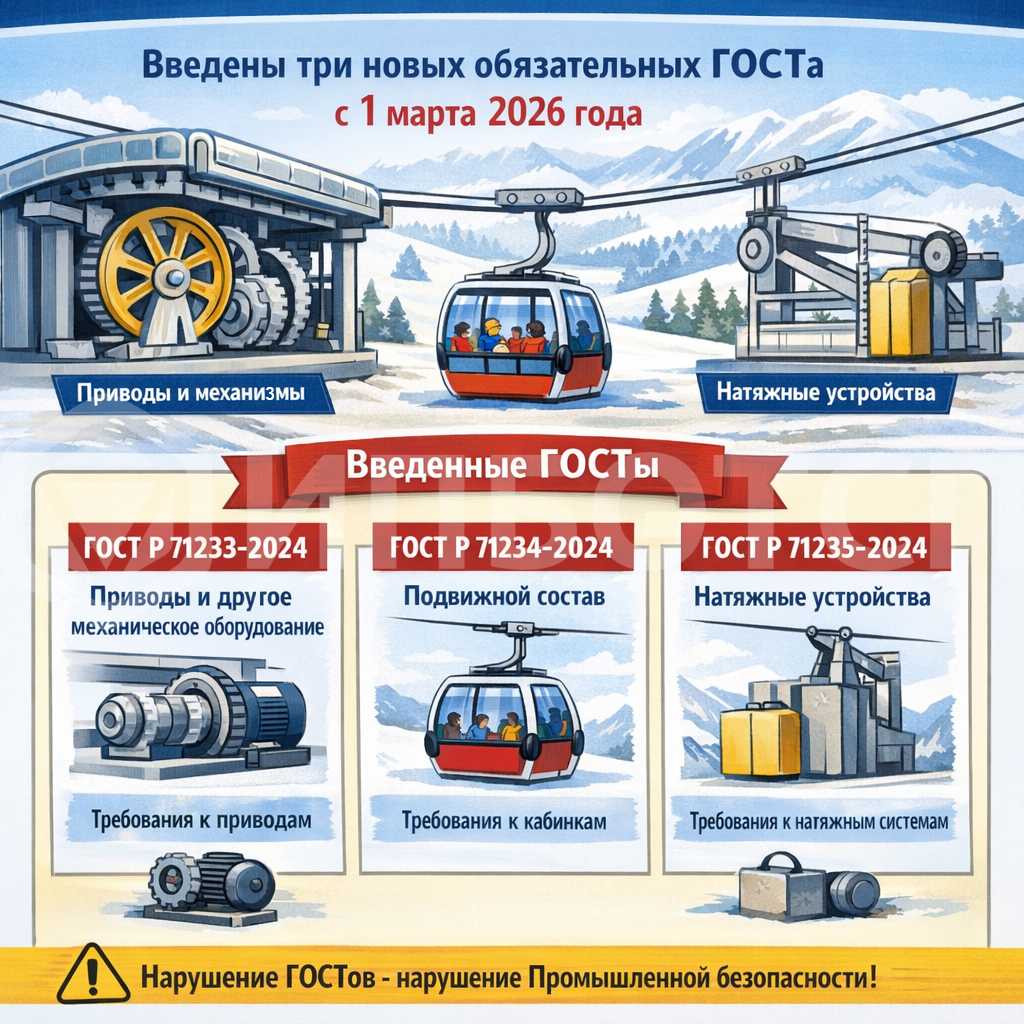 Безопасность канатных дорог и фуникулеров. Введены три новых обязательных ГОСТа